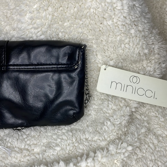 Minicci Black Chain Strap Small Clutch Bag Size 5H X 11L New With Tags - Picture 5 of 11